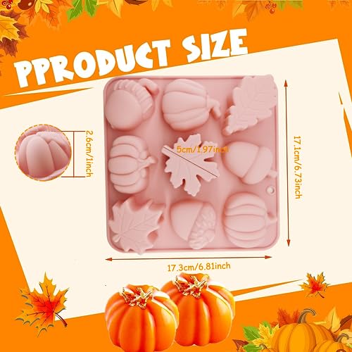 Pumpkin Mold - 9 Cavity Fall Silicone Mold for Halloween Thanksgiving Candy & Cake Decoration