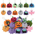 Halloween Felt Ornaments Set - Black, 12 Pcs, 3.15 Inch Gothic Decorations with Ribbons