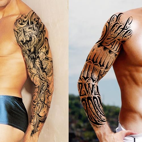 Temporary Tattoos Full Arm Sleeve Zeus God Design - Variation of SleeveZeus