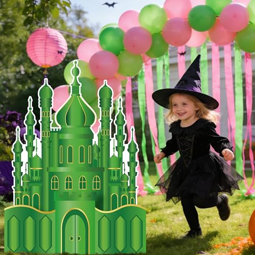 Large Emerald Green Castle Cardboard Cutout for Halloween & Party Decorations - 3.3ft Stand Up Photo Backdrop