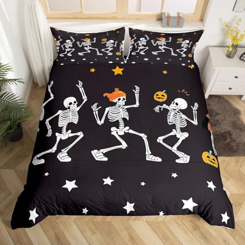 Halloween Skull Duvet Cover Set for Kids & Teens - Twin Size, Multi 111 Variation