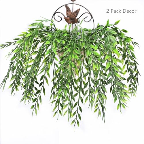 Artificial Weeping Willow Vines - 8 Pcs Faux Hanging Plants for Indoor Outdoor Decor
