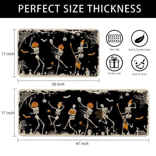 Halloween Skeleton Kitchen Mat Set of 2 - Black & Skeleton Skeleton Black Variation