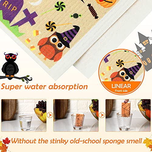 Halloween Dish Towels 6-Pack Reusable Absorbent Kitchen Cloths for Cleaning & Decor