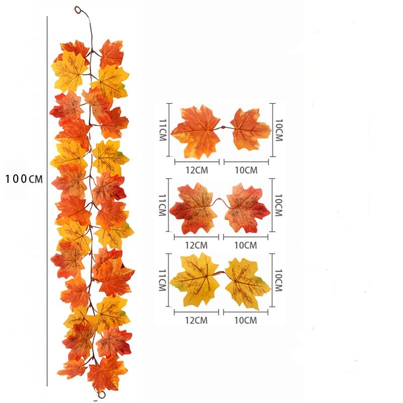 Fall Maple Leaves Garland - 2 Pieces, Autumn Thanksgiving Decor