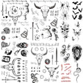 Halloween Spider Bat Snake Temporary Tattoos - Face Stickers for Costume & Party