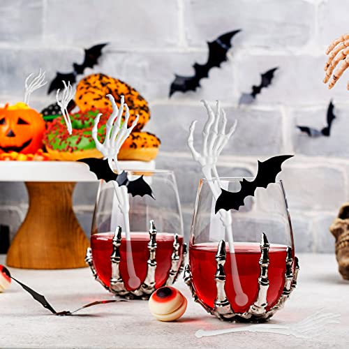 White Skeleton Cocktail Picks - 48 Halloween Spooky Swizzle Sticks