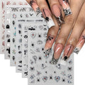Halloween Nail Stickers Set 3D Spider Web Skull Ghost Skeleton Bat Spiders - Style 1