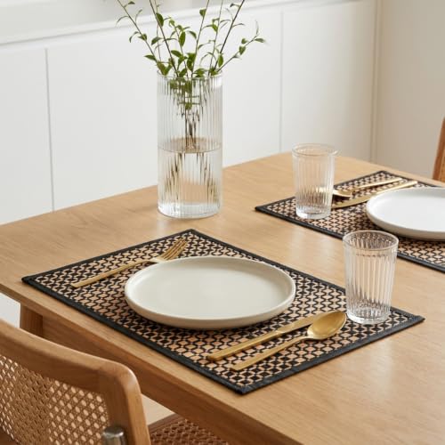 8 Pack Bamboo Placemats - Natural Heat-Resistant Anti-Slip Dining Table Mats