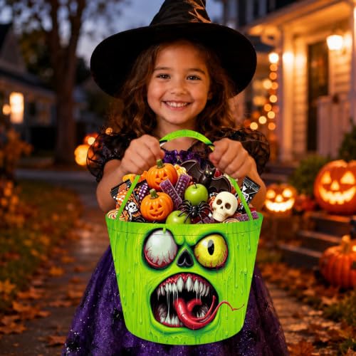 Monster Trick or Treat Bag - Foldable Candy Bucket for Halloween Party - 1 Pack