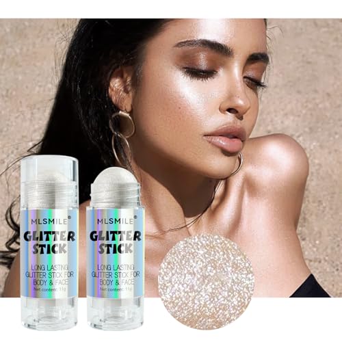 Multi-Use White Roll-On Face & Body Glitter Stick - Moisturizing & Brightening - Portable Cosmetic