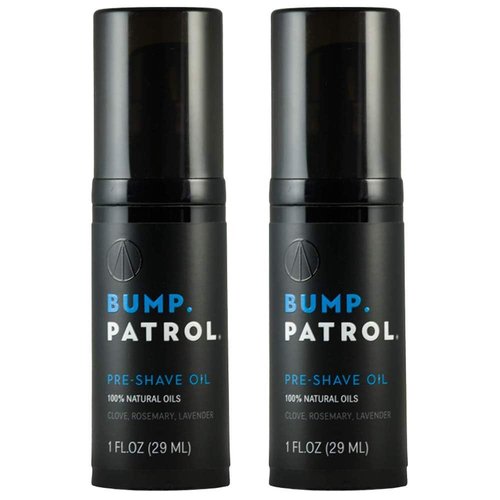Bump Patrol Pre Shave Oil for Men with Natural Essential Oils – Smooth Razor Glide, Face and Head Shaving Prep, Lightweight Travel Size Pre Shave for Men - 1 oz (Pack of 2)