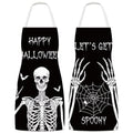Halloween Skeleton Aprons Set of 2 Spooky Skeleton & Spiderweb Kitchen Aprons - Adjustable, Black & White