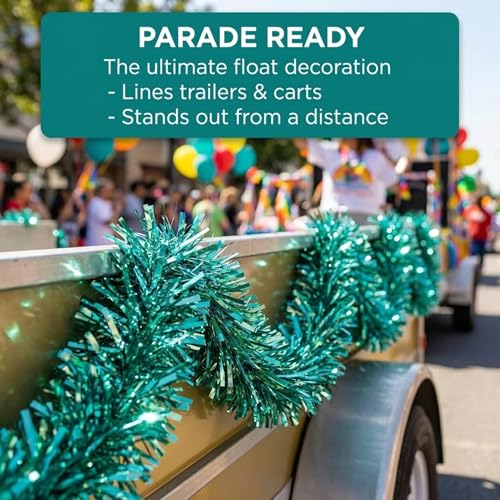 Teal Metallic Twist Garland - 4 Inch x 25 Feet Parade Float & Party Decor