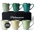 Jungle Green Coffee Mug Set of 6 - Palmanova Collection, 14oz Ceramic Cups