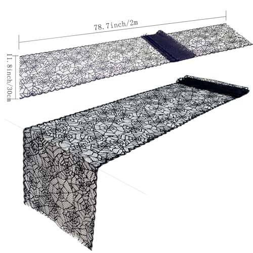 Black Spider Web Lace Table Runner 79 Inch Halloween Party Decor