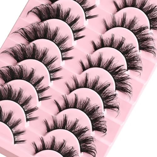 Cat Eye Lashes Natural Fox Eyelashes 8-16MM C Curl Wispy False Strips - 10 Pairs