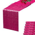 Pink Sequin Table Runner 12x72 Inches - 6 Pack, Glitter Party Decor - Hot Pink Variation
