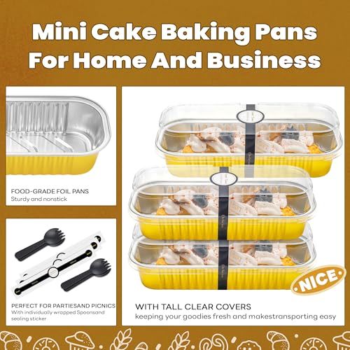 Gold Aluminum Pans with Lids - 6.8oz Disposable Bakeware 100 Pack - Halloween Themed