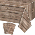 Brown Wooden Tablecloth 4 Pack - Rustic Wood Grain Cowboy Western Party Decor