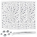 White Face Gems Pearls Rhinestone Stickers for Makeup Nails & Body Decor - 975PCS