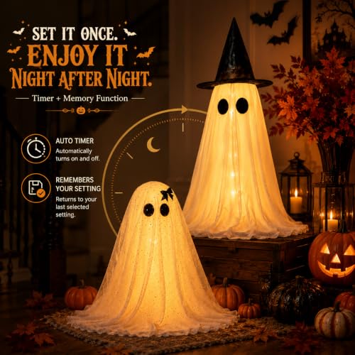 Lighted Ghost Halloween Decoration with 8 Modes & Remote Control