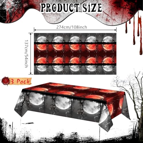 3-Pack Stranger Theme Birthday Party Tablecloths - Red & Black Waterproof Plastic, 54 x 108 Inches - Variation 3