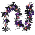 Halloween Maple Leaf Garland with Purple Orange LED Lights 5.9 ft - Fall Decorations