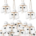 Halloween Ghost Hanging Ornaments Set - 24 Mini Rustic Decor for Haunted House & Yard