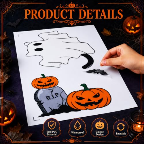 Halloween Window Clings - Reusable Ghost Cat & Pumpkin Decor for Windows & Doors