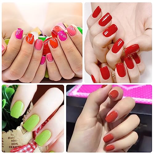 Fluorescence Nail Polish Strips Set - Vibrant Color Self-Adhesive Nail Wraps for Short Nails - 14 Sheets