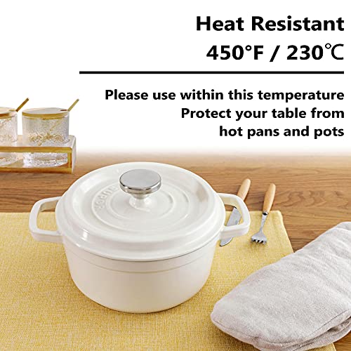 Yellow Linen Placemats Set of 8 - Washable Heat-Resistant Dining Table Mats