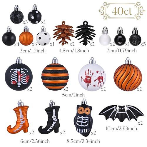 Valery Madelyn Medium 40ct Halloween Shatterproof Ornaments Tree Decorations