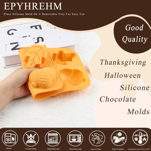 6 Cavity Halloween Thanksgiving Silicone Chocolate Molds - Food Grade, Non-Stick