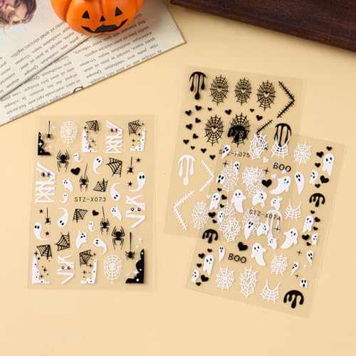 Halloween Nail Art Stickers Decals 3D Ghost Spider Web - Style9