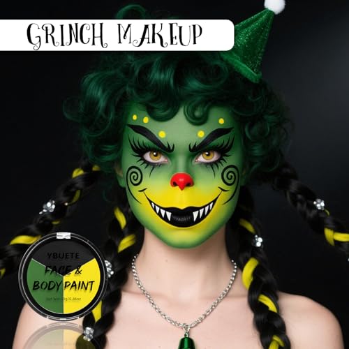 Oil-Based Body Paint Set - Black, Yellow & Bright Green Halloween Cosplay