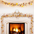 Thanksgiving Pumpkin Garland with Lights and Artificial Berries - Fall Home Decor
