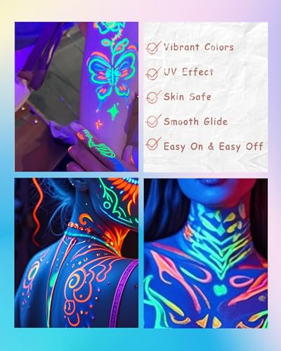 Red UV Neon Eyeliner Pencil - Halloween Rainbow Colored Gel Makeup - B01