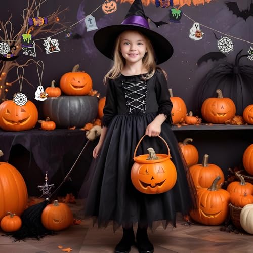 Halloween Tree Ornaments Set - 36 Wooden Decorations with Ropes - Halloween