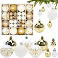 Christmas Ball Ornaments Set - Gold & White 44 pcs Holiday Tree & Wreath Decorations
