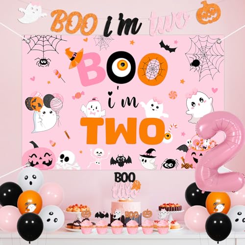 Halloween 2nd Birthday Decorations Girl Pink & Orange Party Supplies Set