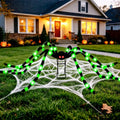 6.6 Ft Giant Black & Green Halloween Spider with 36 LED Lights & Metal Stand - 1 Pack