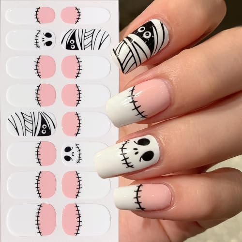 Halloween Nail Wrap Stickers Bat Checkerboard Nail Polish Strips - Style 17