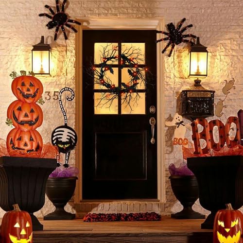 Halloween Black Branch Wreath with Bats - Handmade Seasonal Wall Decor