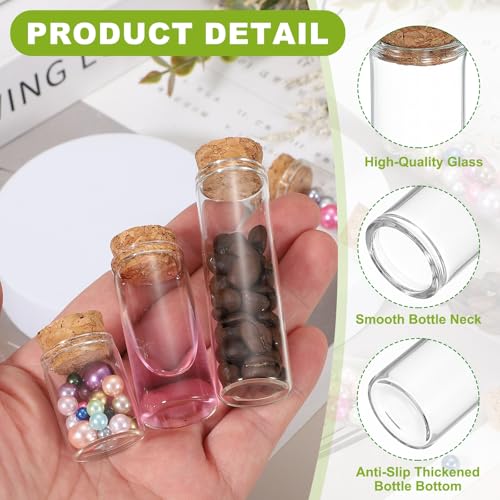 20ml Glass Bottles with Cork Stoppers Set of 8 - Clear Jars for Crafts & Wedding Decor