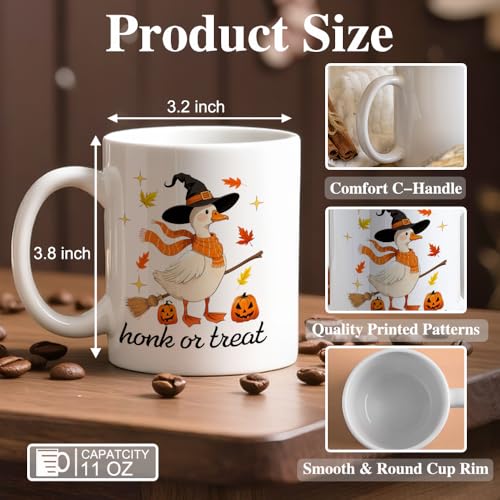 Funny Honk or Treat Halloween Witchy Goose Ceramic Coffee Mug - Orange