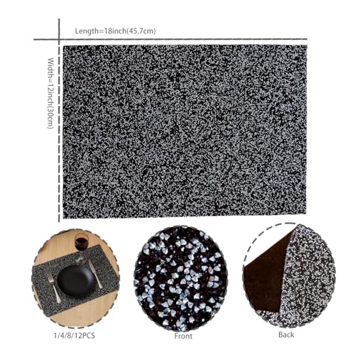 4-Pack Black Glitter Rhinestone Rectangular Table Mats - 12x18 Inch Party Decor Variation of THIS listing