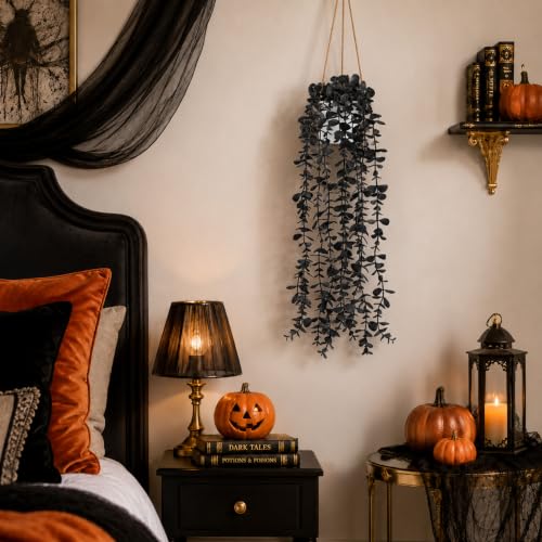 Black Faux Hanging Gothic Plants for Halloween Decorations - Variation of THIS listing