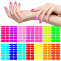 Fluorescence Nail Polish Strips Set - Vibrant Color Self-Adhesive Nail Wraps for Short Nails - 14 Sheets