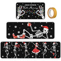 Christmas Skeleton Kitchen Rugs Set - Non Slip Halloween Decor Mats, 3 Sizes